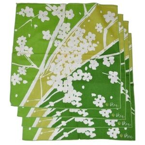 Vintage Vera Neumann Floral Cherry Blossom MCM Table napkins set of 4 16” x 16”